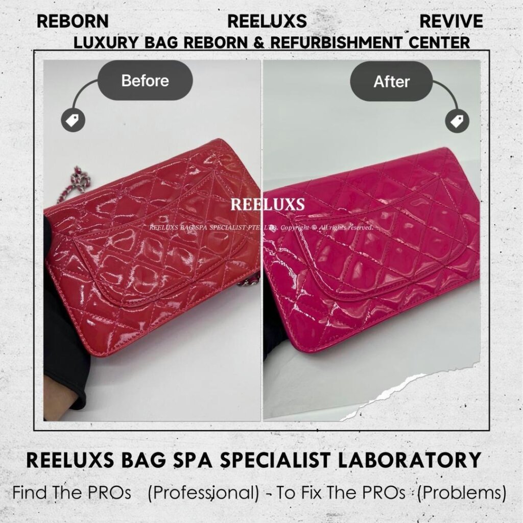 Pink Quilted Patent Leather Wallet On Chain Patent Leather Mold Damaged &… — frame 3