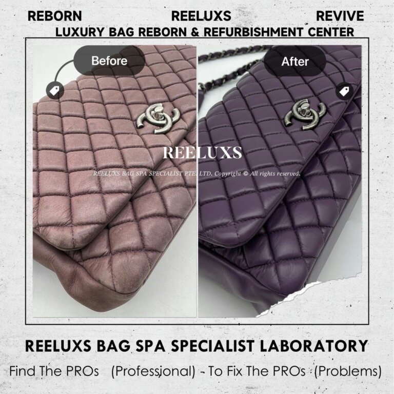 Chanel Classic Flap Bag Nano Leather Treatment & Leather Color Damage Restoration I REELUXS