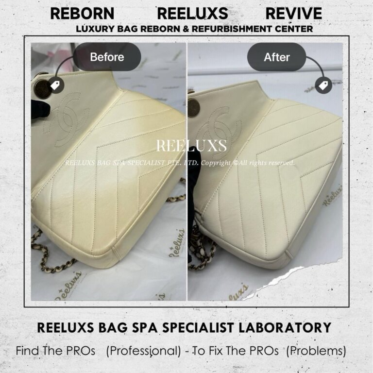 Chanel Coco Envelope Camera Bag Leather Faded Scratches & Leather Stains & Yellowish Problem Restoration | REELUXS