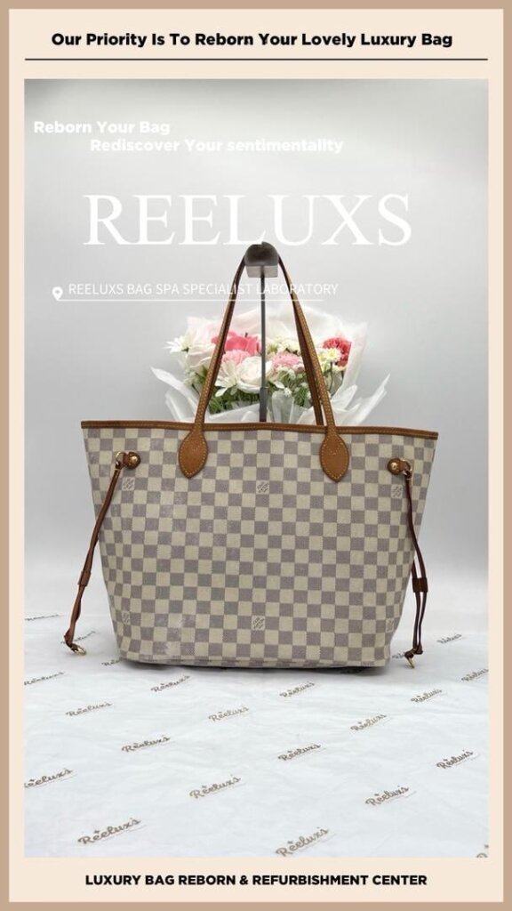 Neverfull Damier Azur Inner Yellowish Stain Problem Nano Spa Treatment | REELUXS — frame 8
