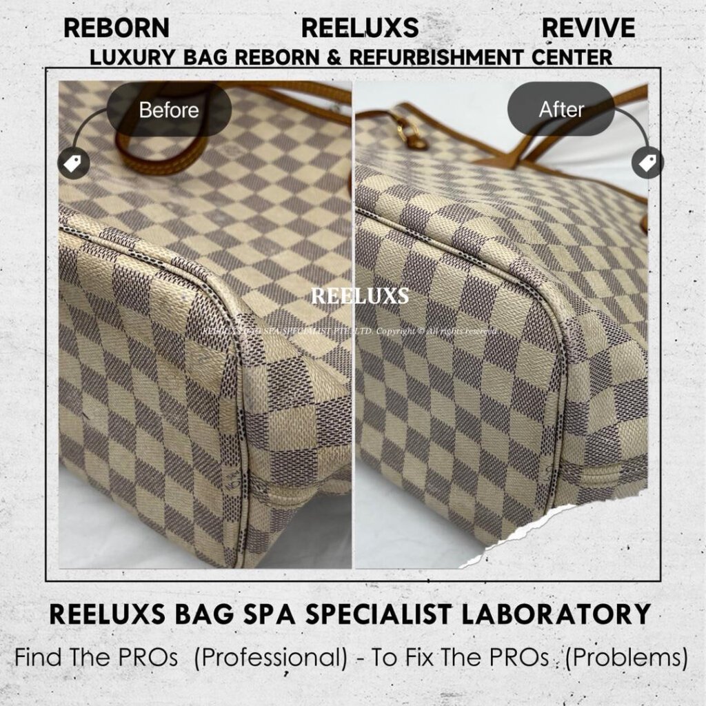 Neverfull Damier Azur Inner Yellowish Stain Problem Nano Spa Treatment | REELUXS — frame 6