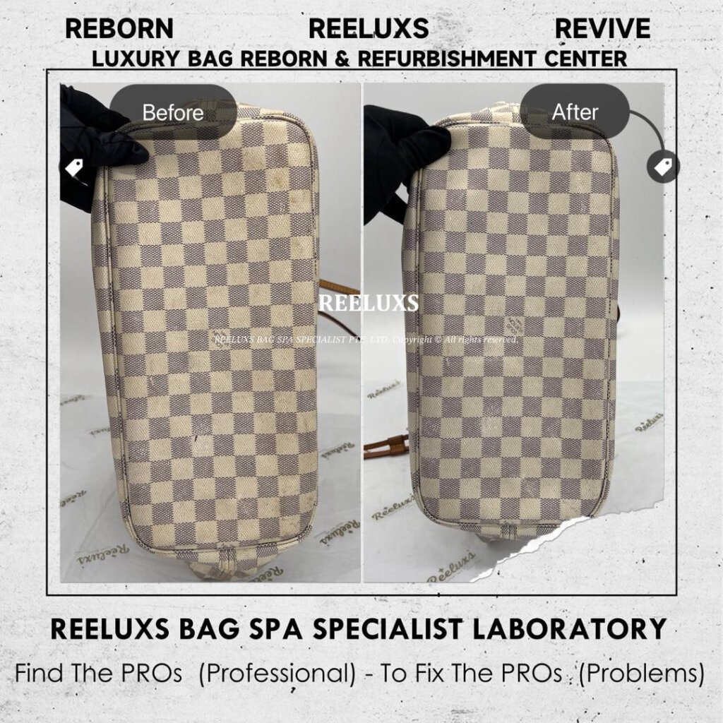 Neverfull Damier Azur Inner Yellowish Stain Problem Nano Spa Treatment | REELUXS — frame 5