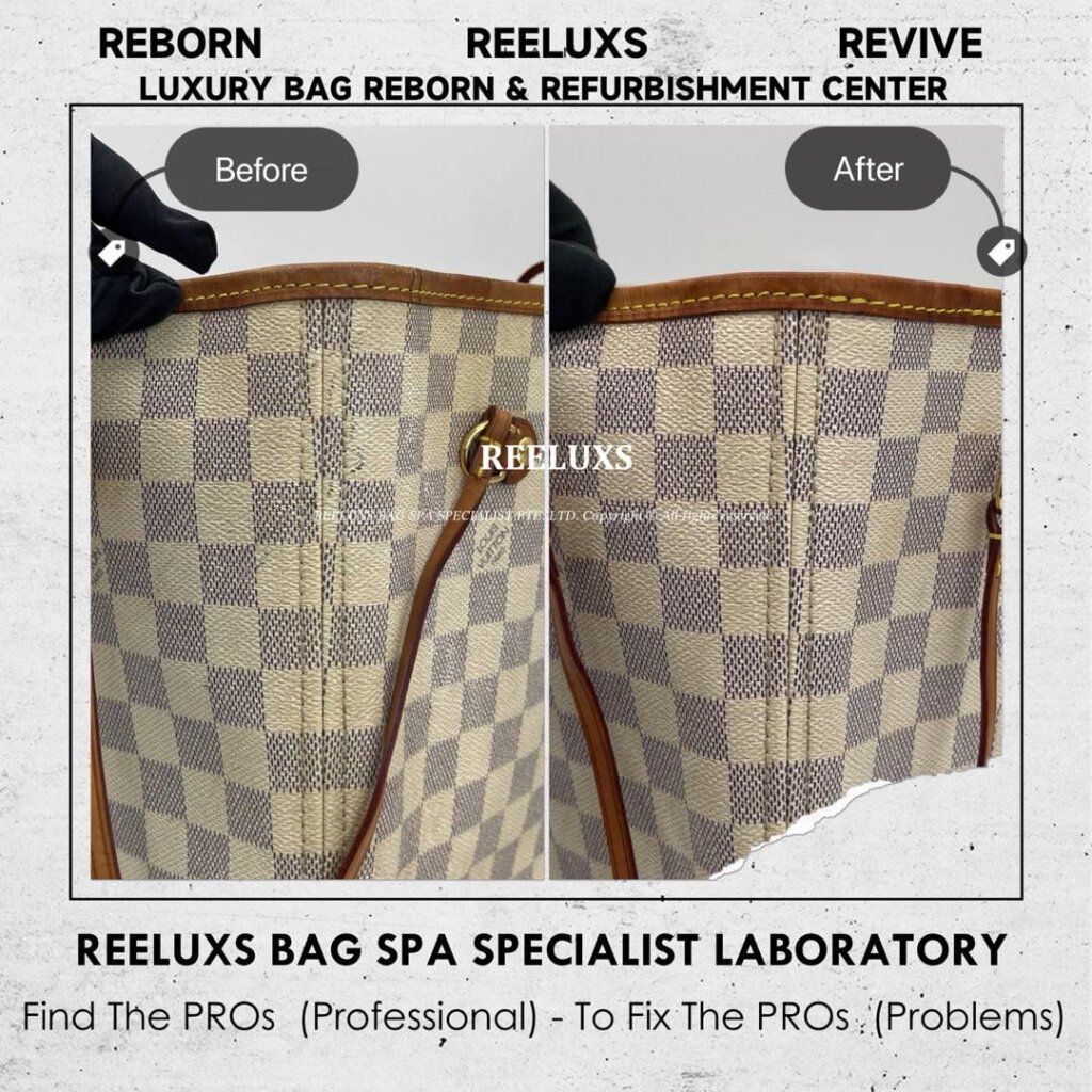 Neverfull Damier Azur Inner Yellowish Stain Problem Nano Spa Treatment | REELUXS — frame 7