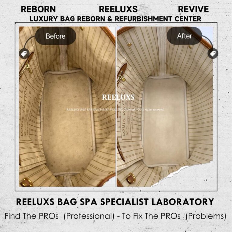 Louis Vuitton Neverfull Damier Azur Inner Yellowish Stain Problem Nano  Spa Treatment | REELUXS