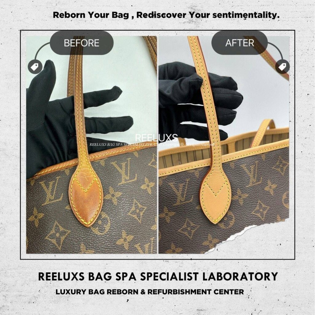 Neverfull MM Monogram Canvas Tote Bag Vachetta Stain, Cracked & Damaged Oxidation… — frame 4