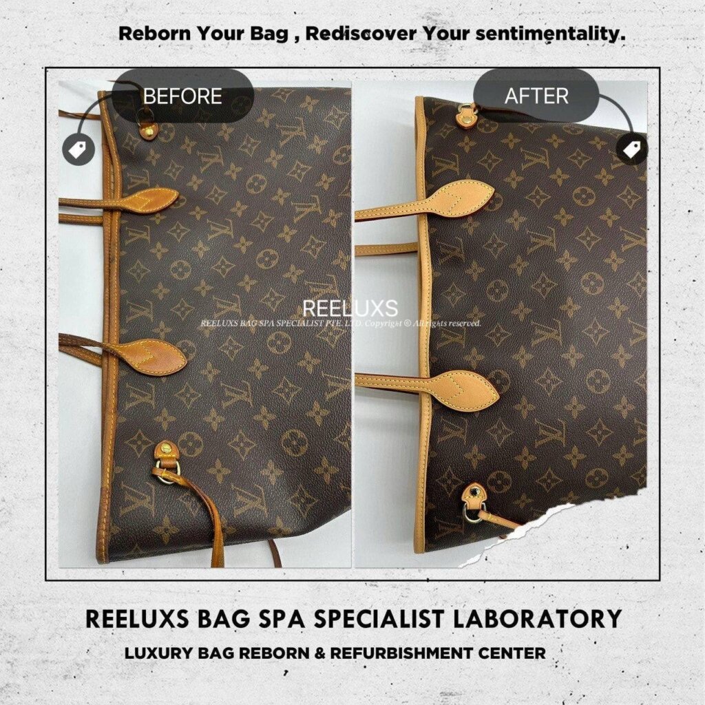 Neverfull MM Monogram Canvas Tote Bag Vachetta Stain, Cracked & Damaged Oxidation… — frame 3