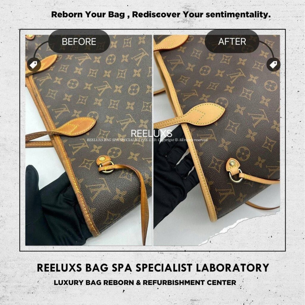 Neverfull MM Monogram Canvas Tote Bag Vachetta Stain, Cracked & Damaged Oxidation… — frame 6