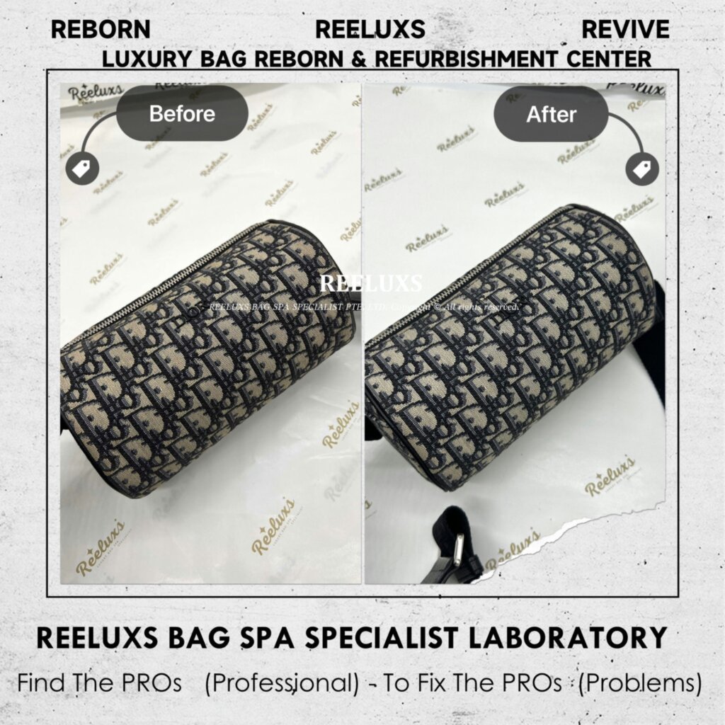 Oblique Round Shoulder Bag Fabric Yellowish Nano Spa Treatment | REELUXS — frame 2