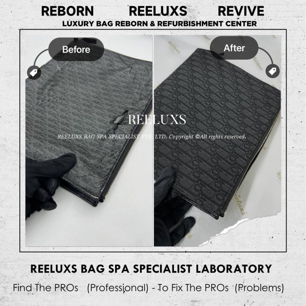 Black Oblique Men Clutch Canvas Oxidation Peel Off Customised To Fabric Refurbishment… — frame 5