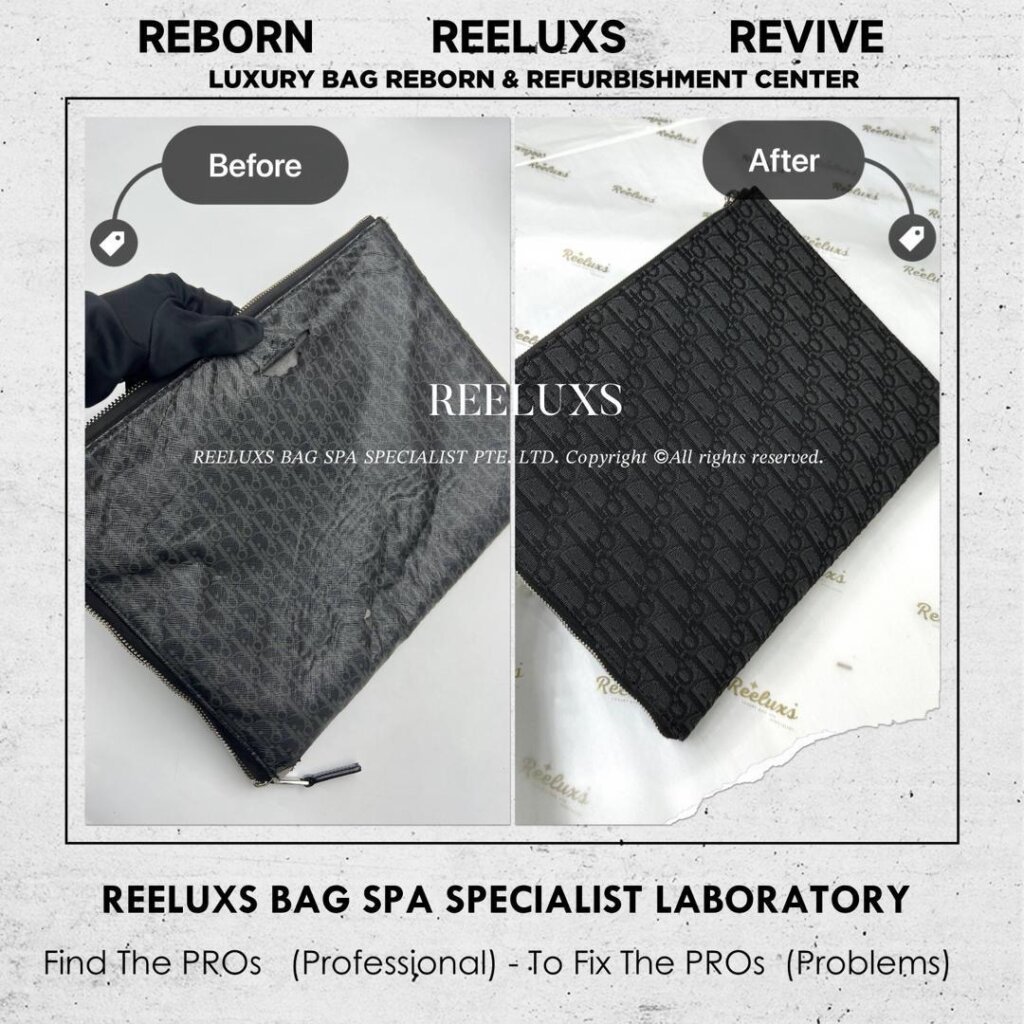 Black Oblique Men Clutch Canvas Oxidation Peel Off Customised To Fabric Refurbishment… — frame 3