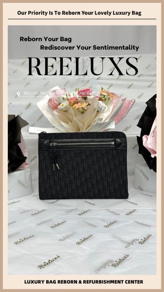 Black Oblique Men Clutch Canvas Oxidation Peel Off Customised To Fabric Refurbishment… — frame 6