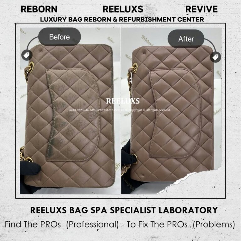 Chanel Classic Double Flap Bag Leather Color Transfer Problem, Color Faded, Scratches & Peel Off Restoration