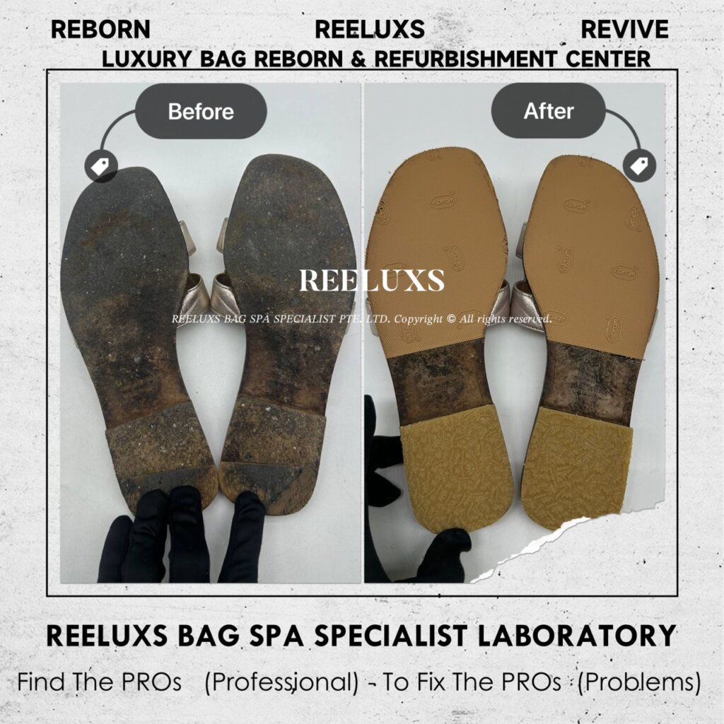 Oran Sandal Leather Color Damaged, Faded, Scratches Restoration And Adding Sole layer — frame 4