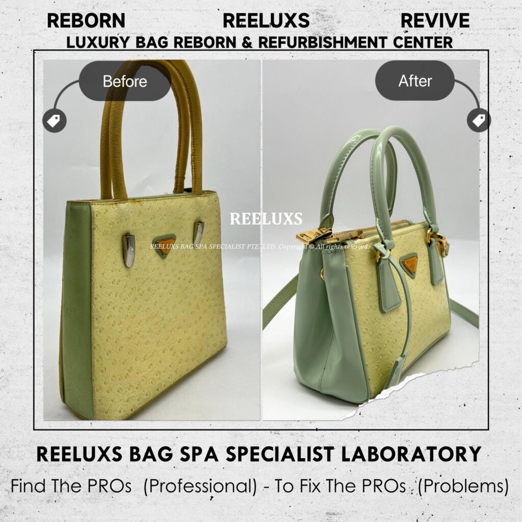 Ostrich-Embossed Leather Top Handle Bag Customized To PRADA Mini Galleria Handbag — frame 4