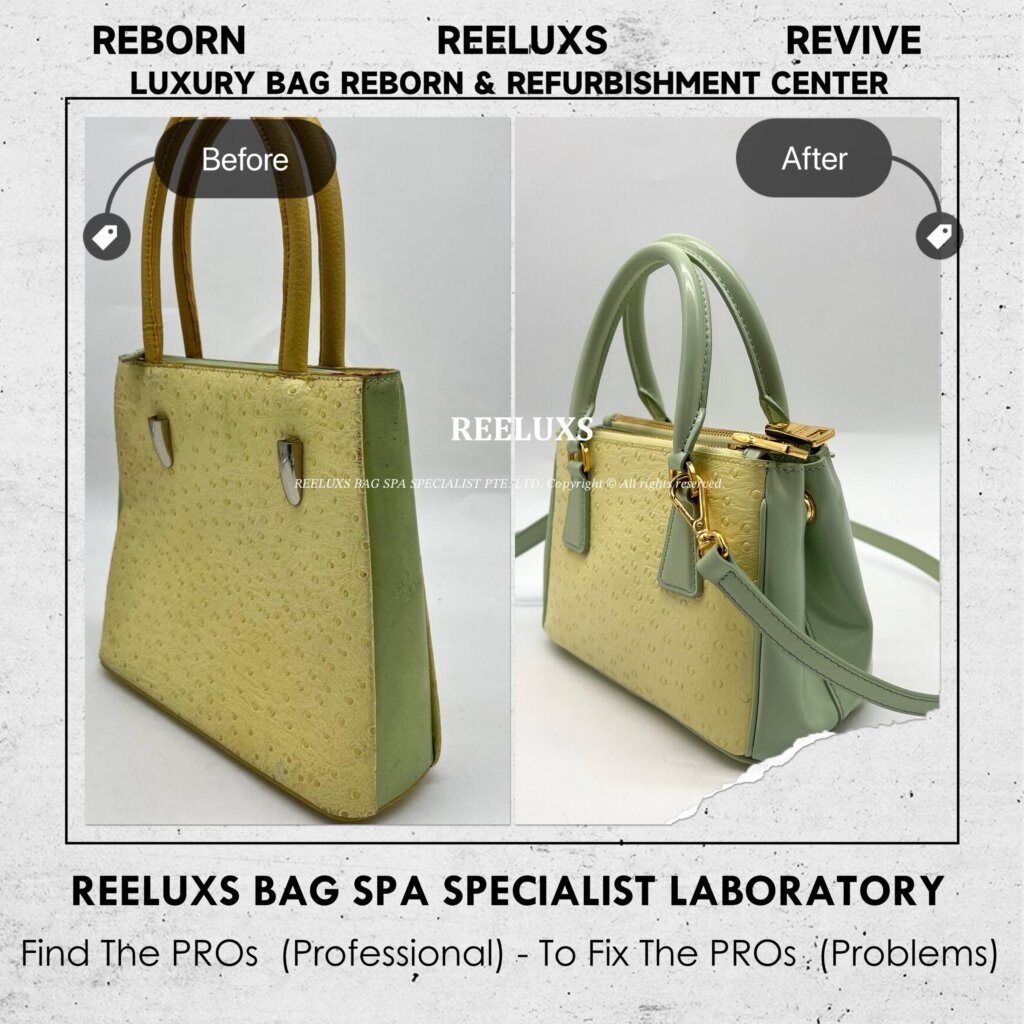 Ostrich-Embossed Leather Top Handle Bag Customized To PRADA Mini Galleria Handbag — frame 5