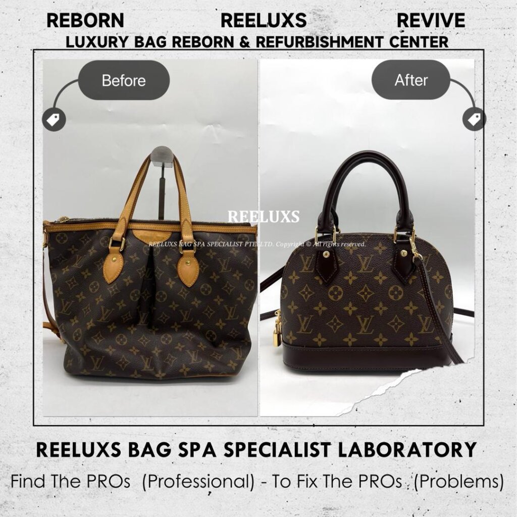 Palermo PM Customized into LOUIS VUITTON Alma BB Monogram Canvas with Brown… — frame 5