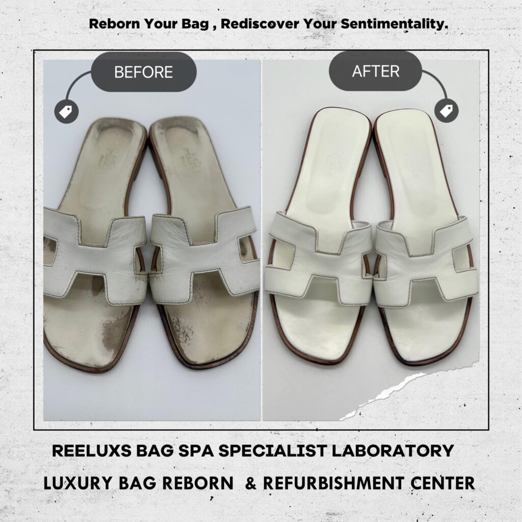 Oran Sandal Leather Peel Off Color Damaged & Sole Cracked Damaged Refurbisment — frame 2