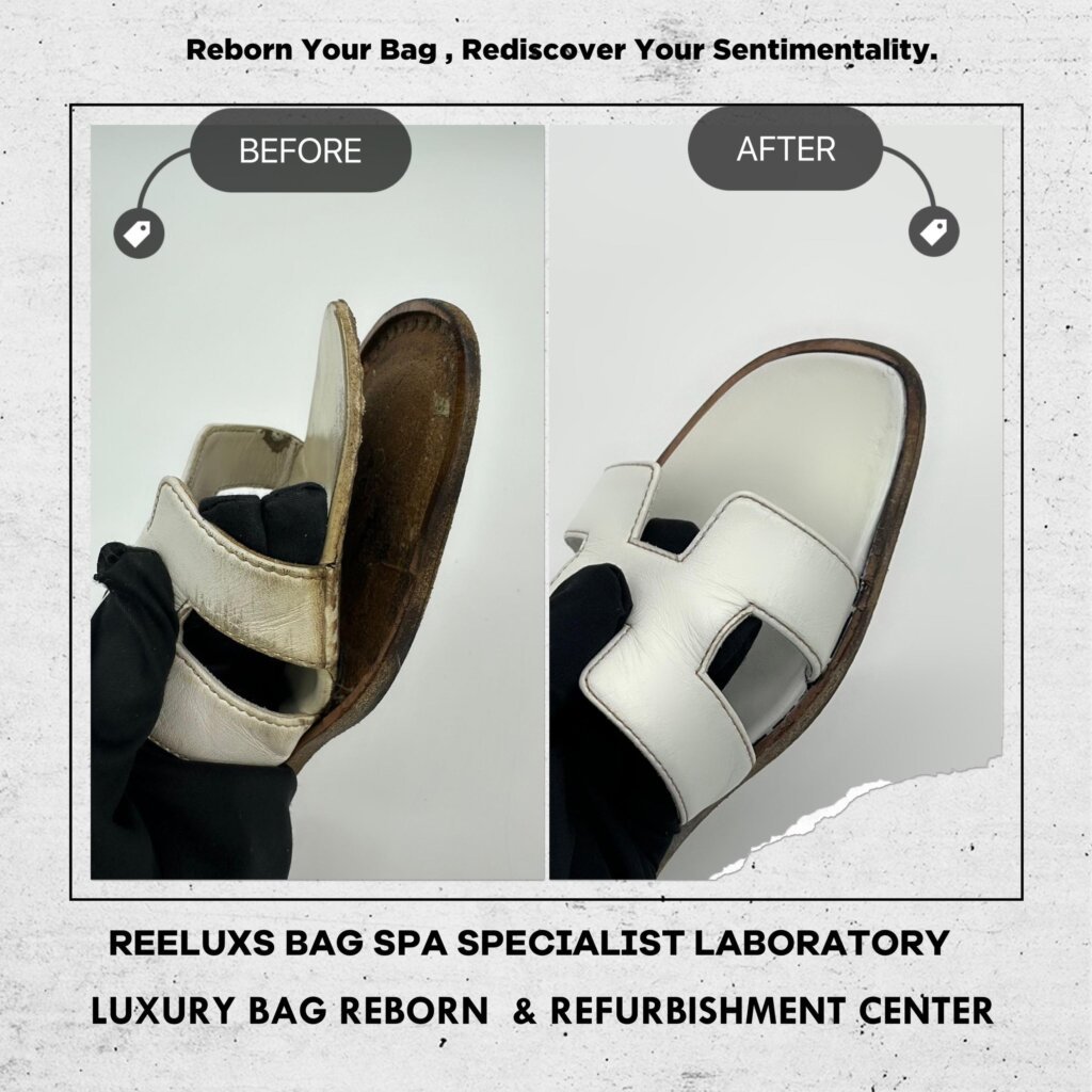 Oran Sandal Leather Peel Off Color Damaged & Sole Cracked Damaged Refurbisment — frame 1