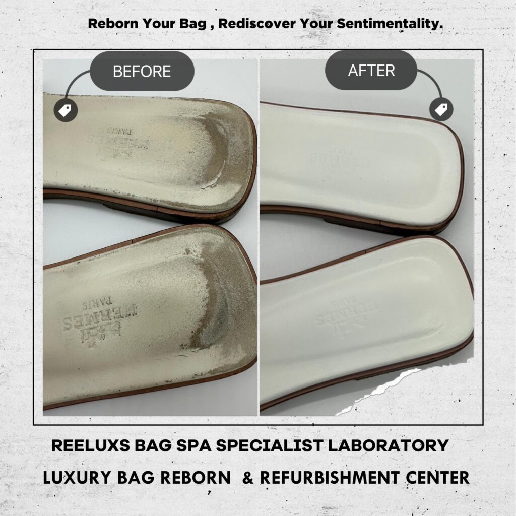 Oran Sandal Leather Peel Off Color Damaged & Sole Cracked Damaged Refurbisment — frame 4