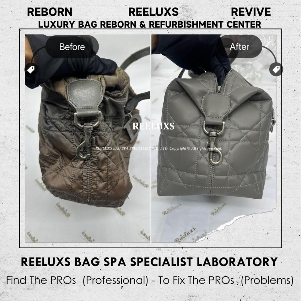 Cannage Boston Bag Nylon Sticky Color Damaged Change To Leather — frame 3