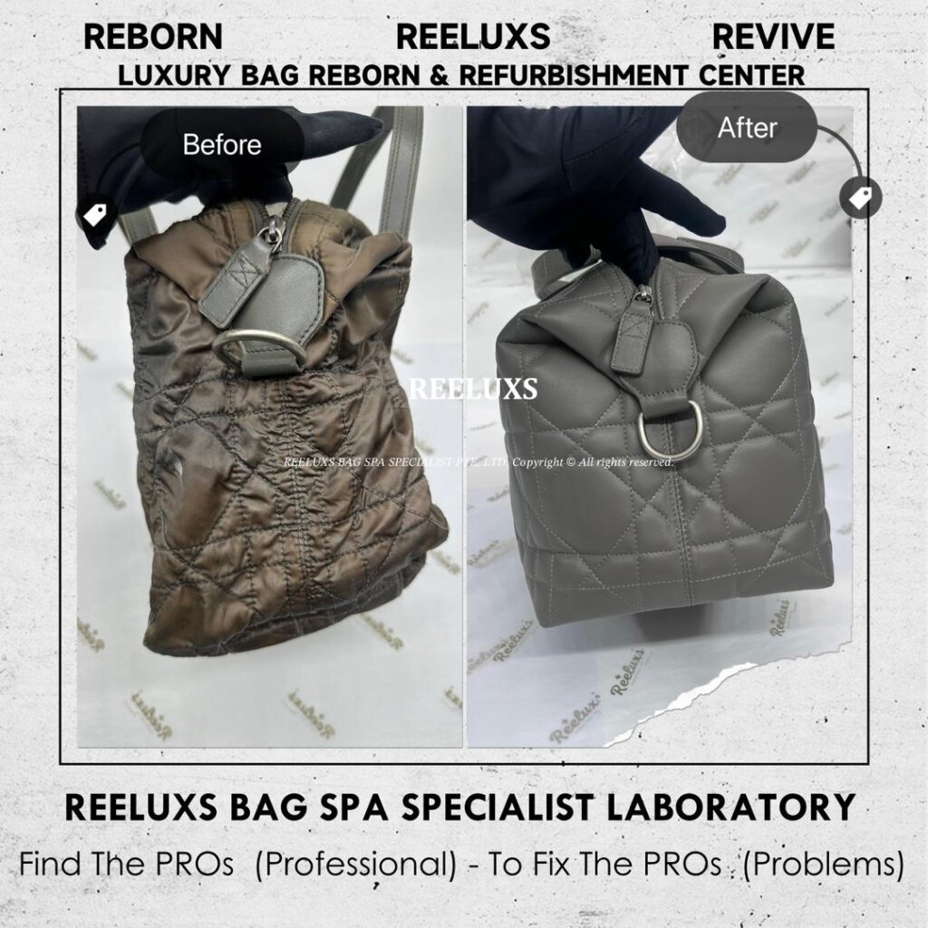 Cannage Boston Bag Nylon Sticky Color Damaged Change To Leather — frame 4