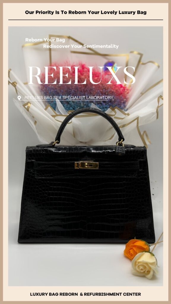 Kelly Handbag Crocodile Leather Broken Cracked & Damage Oxidation — frame 2