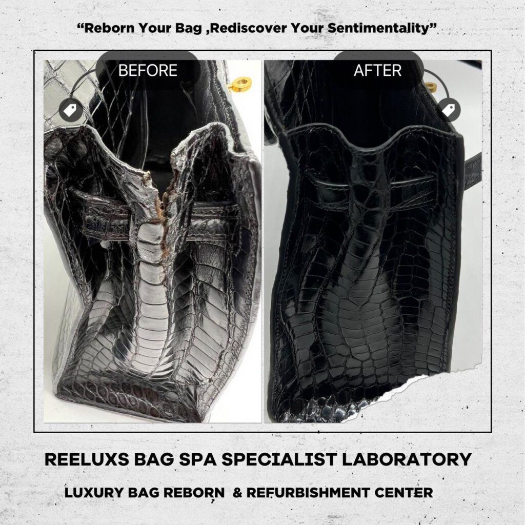 Kelly Handbag Crocodile Leather Broken Cracked & Damage Oxidation — frame 7