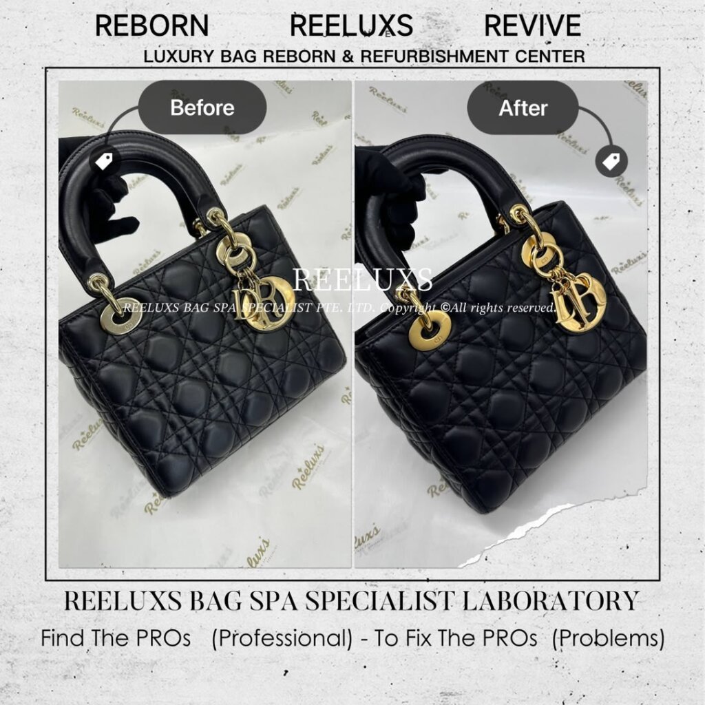 Lady Dior Medium Lambskin Oil Edge Crack Replacement Entire Hardware Tarnish &… — frame 8