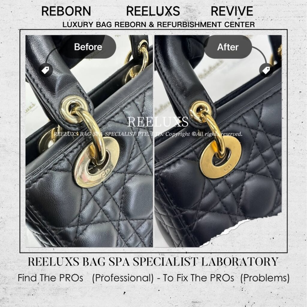 Lady Dior Medium Lambskin Oil Edge Crack Replacement Entire Hardware Tarnish &… — frame 3