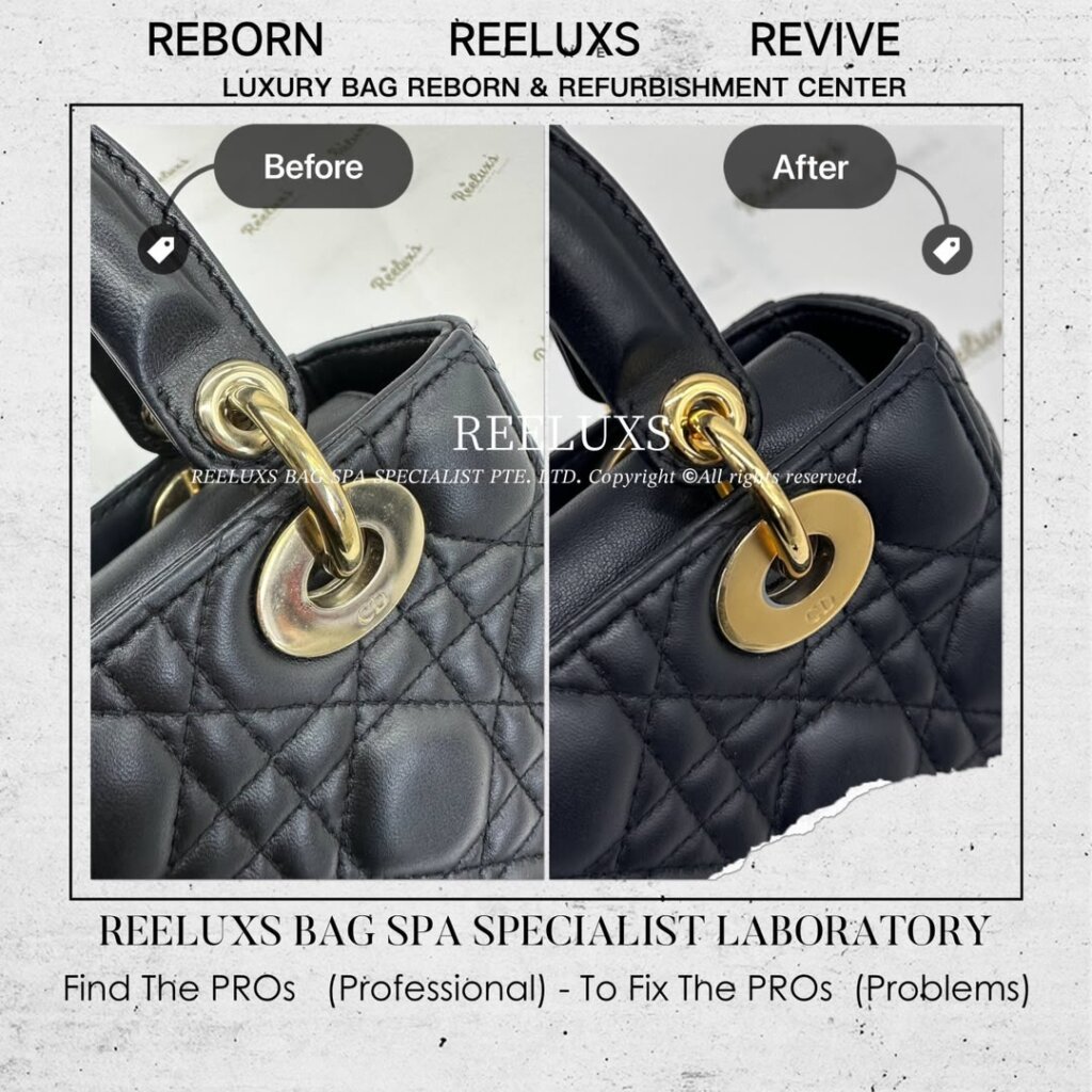 Lady Dior Medium Lambskin Oil Edge Crack Replacement Entire Hardware Tarnish &… — frame 2