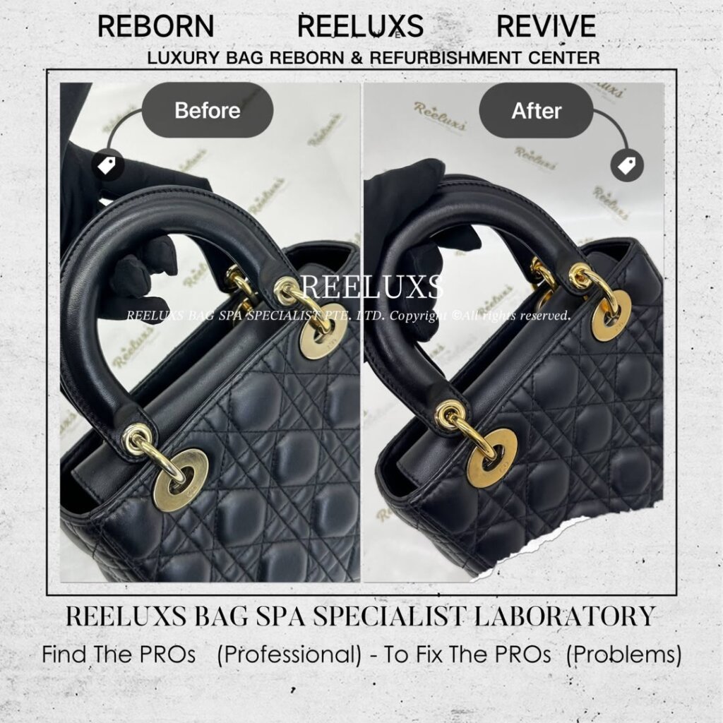 Lady Dior Medium Lambskin Oil Edge Crack Replacement Entire Hardware Tarnish &… — frame 7