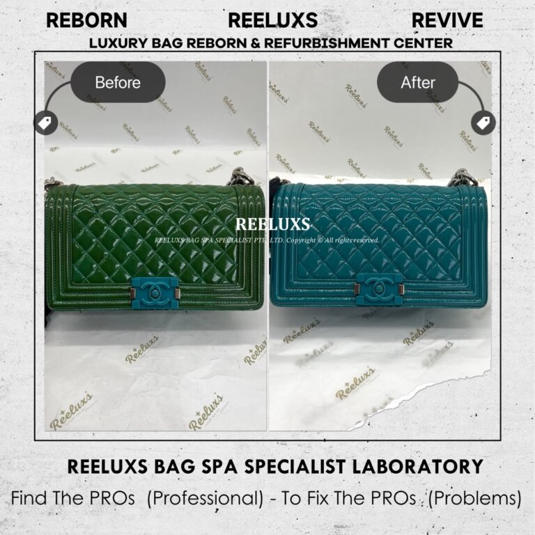 Chanel Boy Flap Bag Patent Leather Color Damaged Oxidation Refurbishment