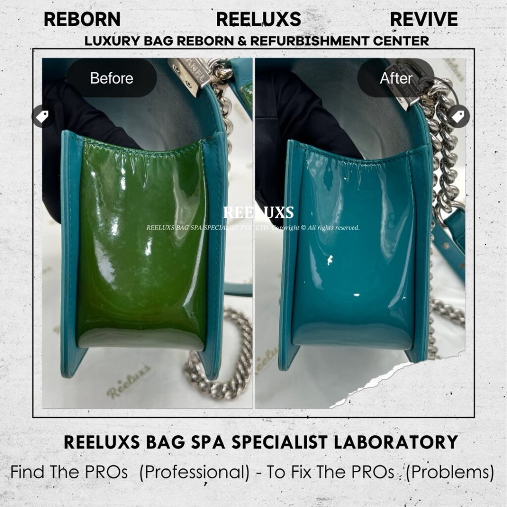Boy Flap Bag Patent Leather Color Damaged Oxidation — frame 5
