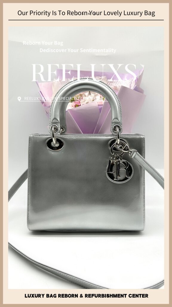 Christian Dior Medium Silver Patent Leather Patent Mold Oxidation & Faded — frame 2