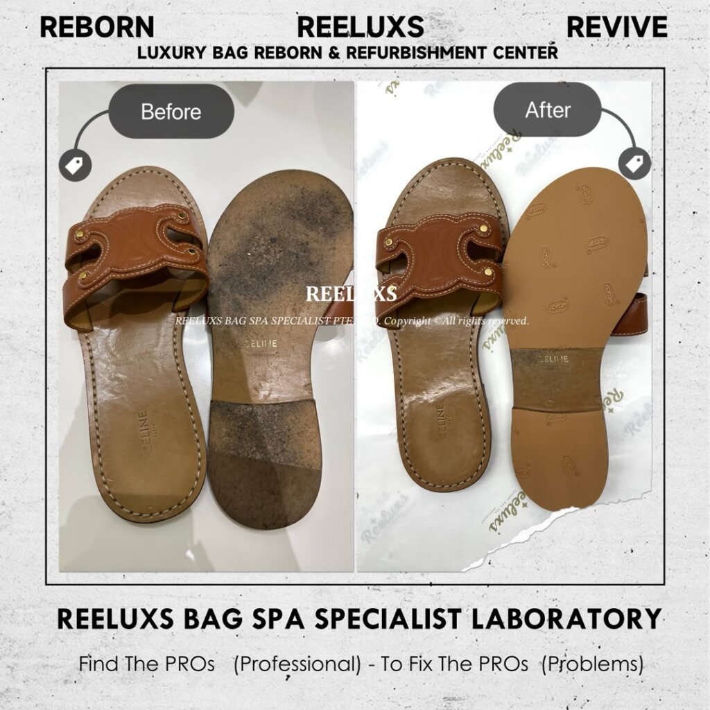 Celine Sandals Sole Heavy Wear & Tear Scratches Add New Sole Layer — frame 2