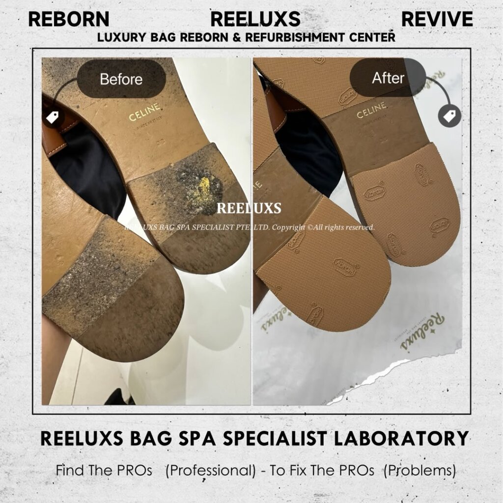 Celine Sandals Sole Heavy Wear & Tear Scratches Add New Sole Layer — frame 3