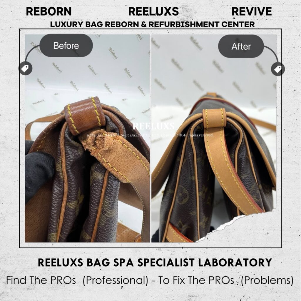 Saumur Monogram Canvas Bag Vachetta Cracked Damaged & Oxidation Hardware Tarnish Oxidation… — frame 3