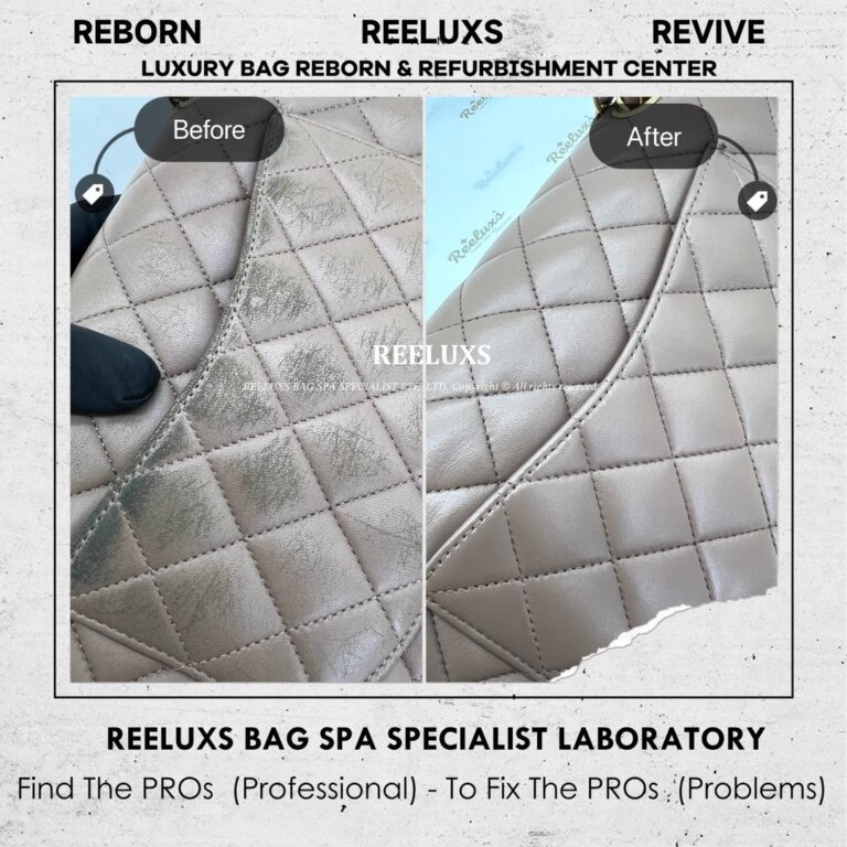 Chanel Classic Double Flap Bag Leather Color Transfer Problem, Color Faded, Scratches & Peel Off Restoration