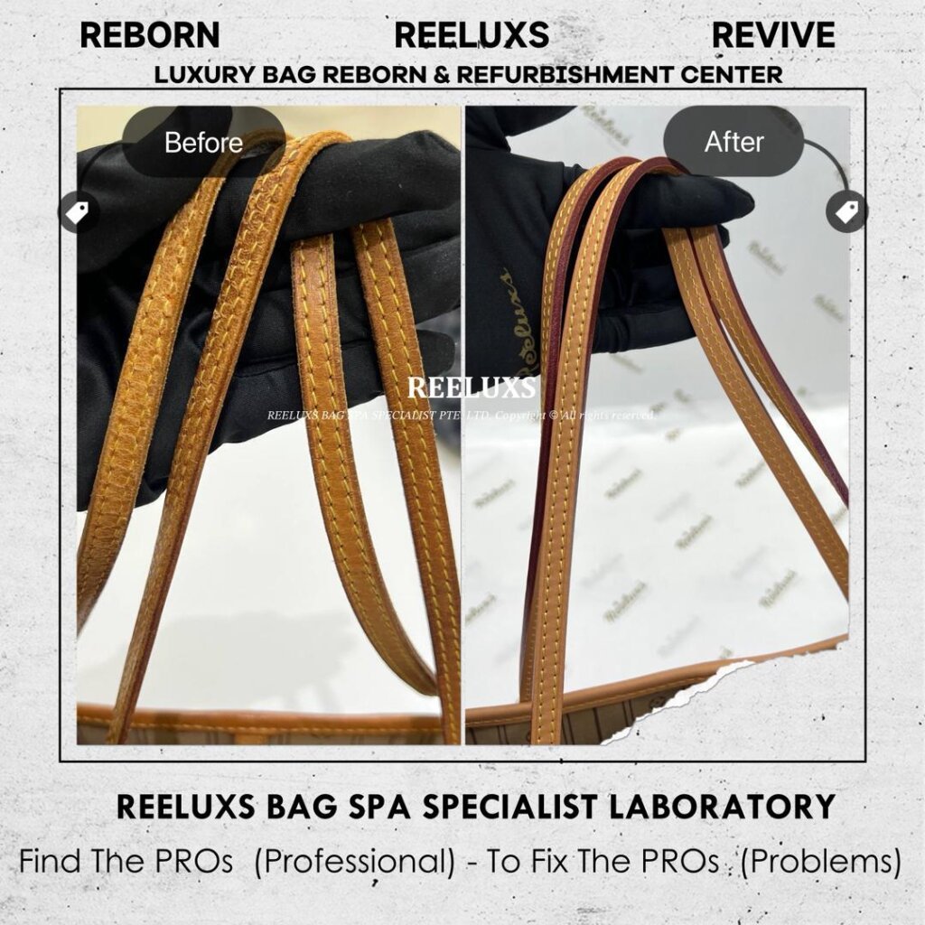 Neverfull MM Monogram Tote Bag Vachetta Cracked Broken & Oxidation — frame 5
