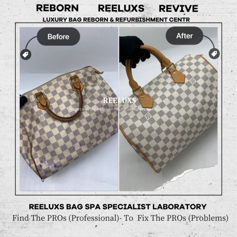 Louis Vuitton Speedy Canvas & Interior Heavy Ink Stain Damaged Vachetta Leather Oxidation Metal Rusty Faded Metal 24K Gold Re-plating Refurbishment