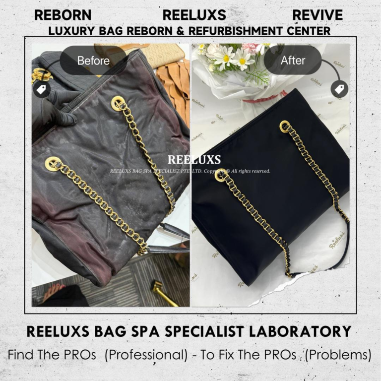 Prada Tessuto Chain Tote Bag In Black Nylon Oxidation Color Faded Scratches & Zip Damaged Refurbishment