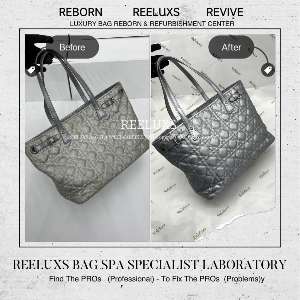 Lady Dior Cannage Quilted Metallic Tote Color Oxidation & Handle Oil Edge… — frame 9