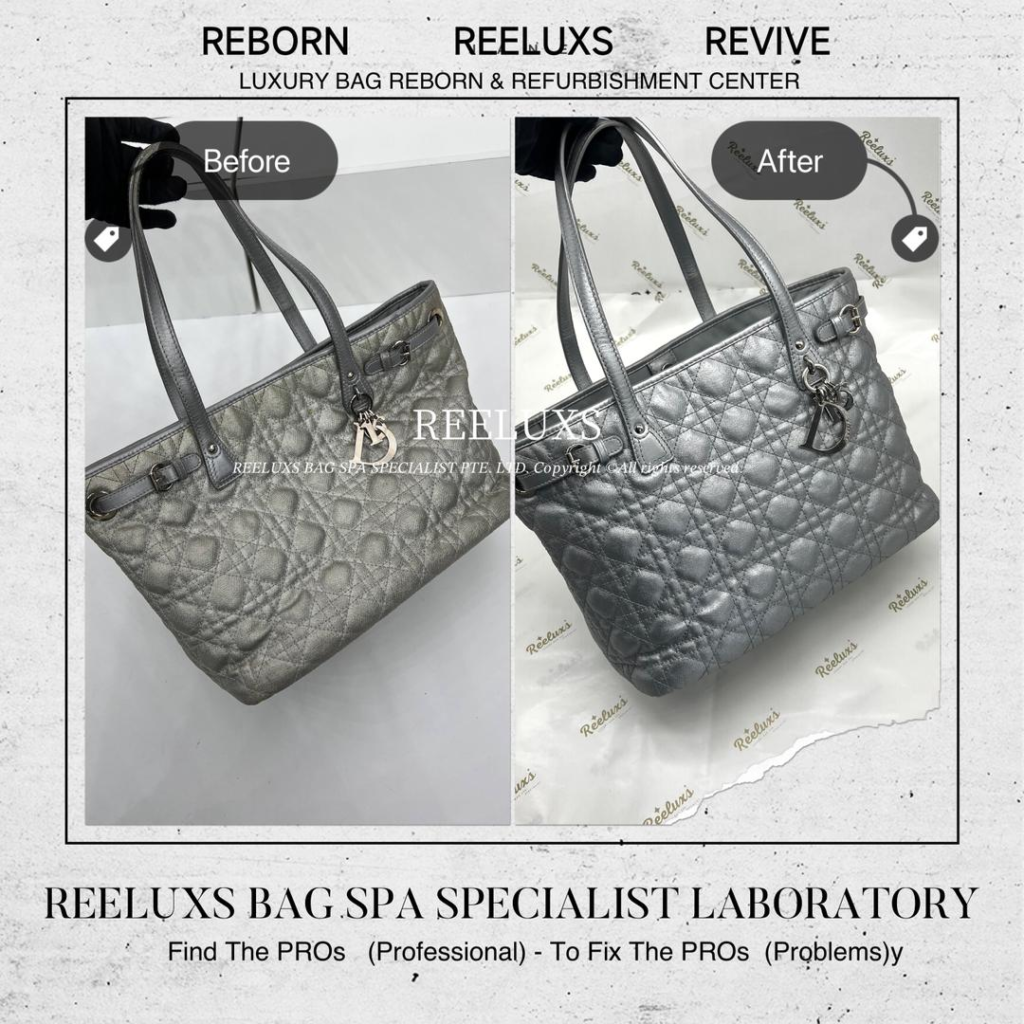 Lady Dior Cannage Quilted Metallic Tote Color Oxidation & Handle Oil Edge… — frame 1