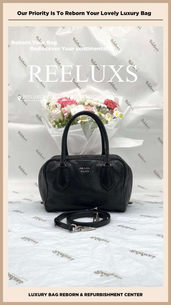 handbag in black python ๐ Leather Peel Off Damaged Partly โ frame 8