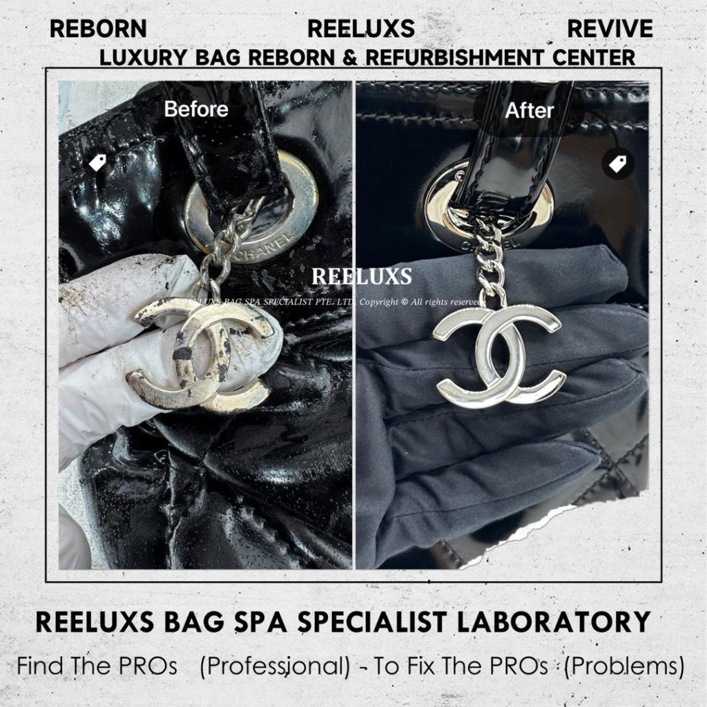 Paris-Biarritz Tote Bag Patent Leather Sticky Melted & Oxidation Refurbishment & Hardware… — frame 3