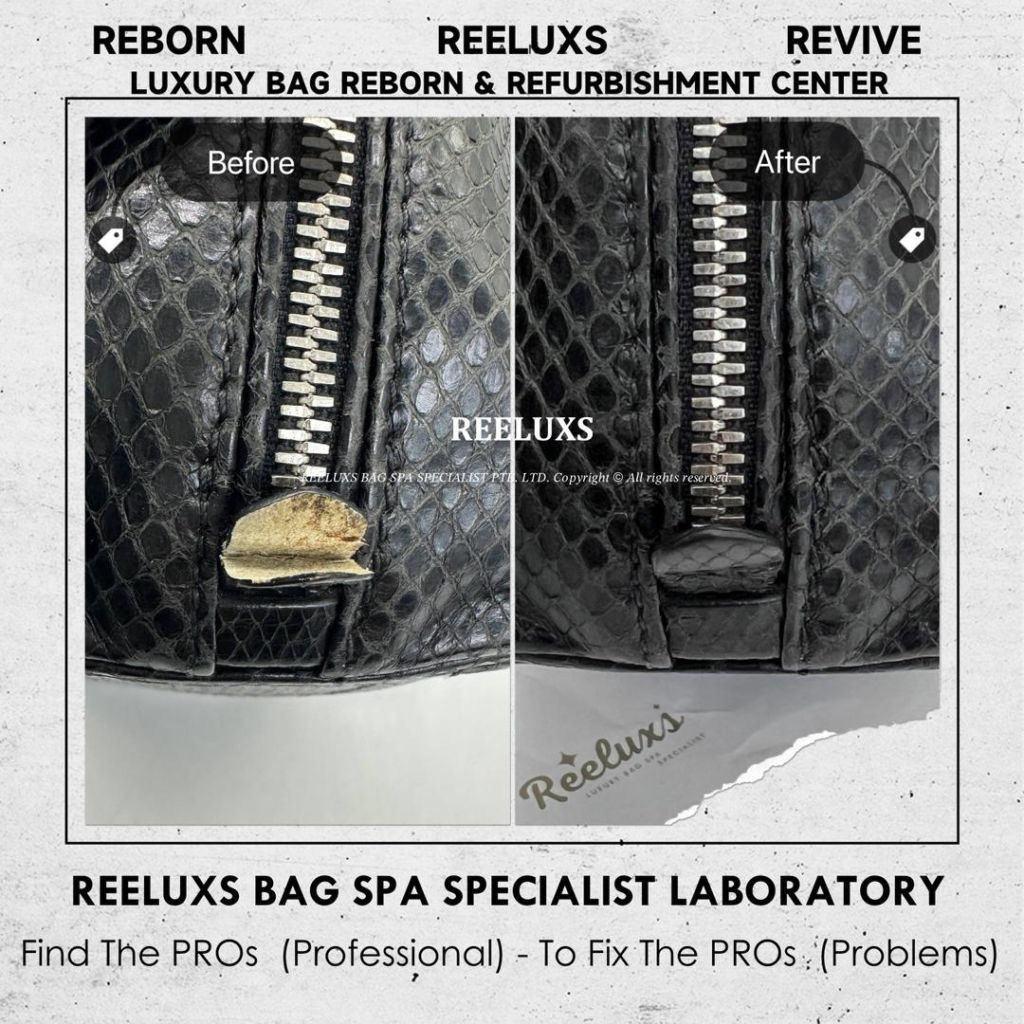 handbag in black python ๐ Leather Peel Off Damaged Partly โ frame 6