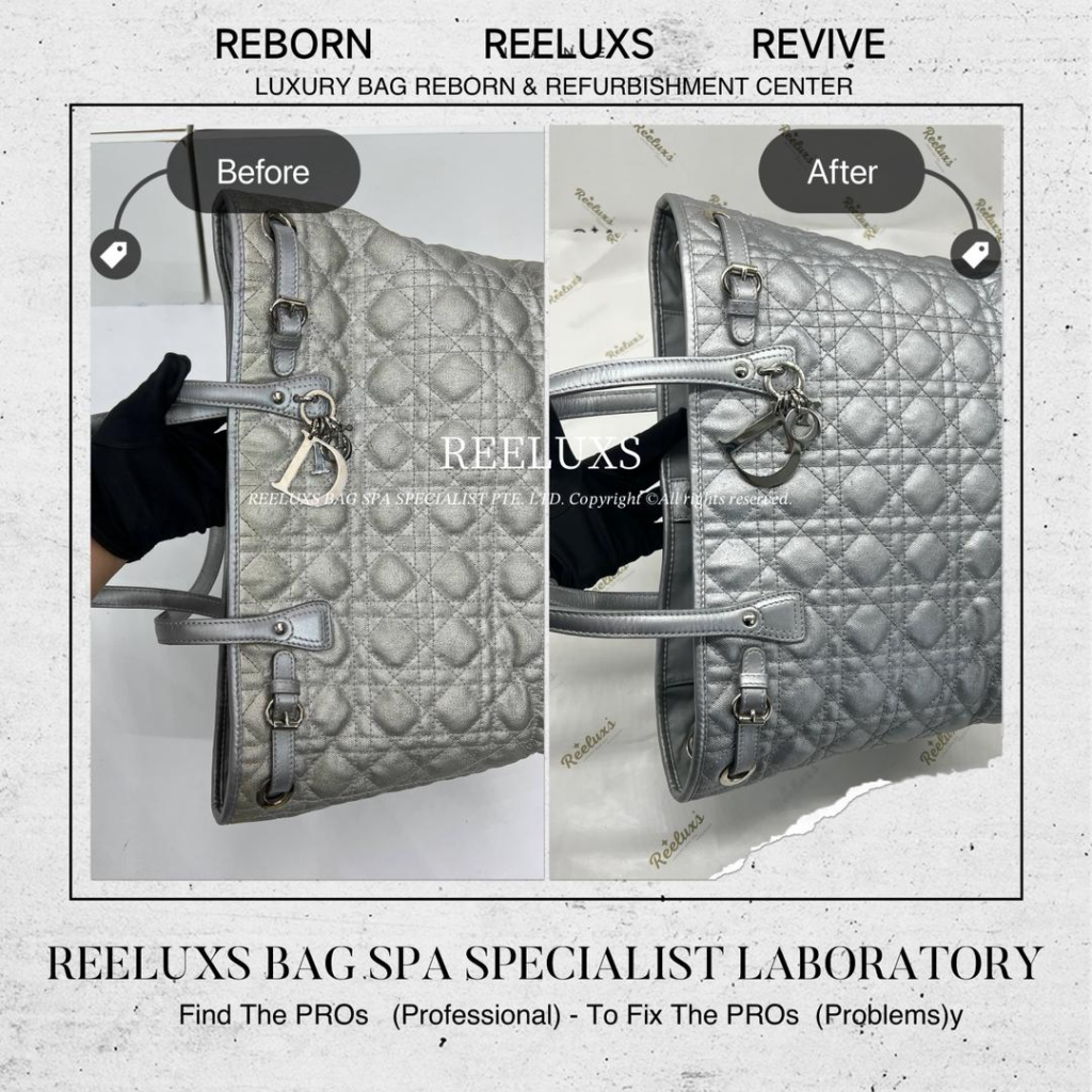 Lady Dior Cannage Quilted Metallic Tote Color Oxidation & Handle Oil Edge… — frame 2