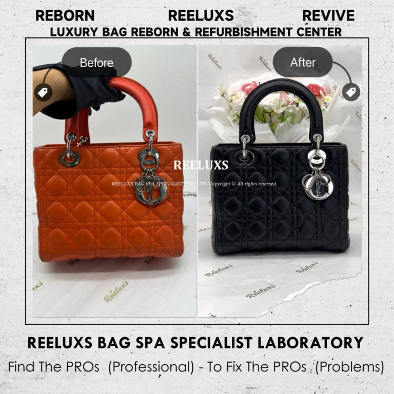 Christian Dior Lady Dior Handbag Leather Color Faded & Peel Off Change To Black Color Restoration