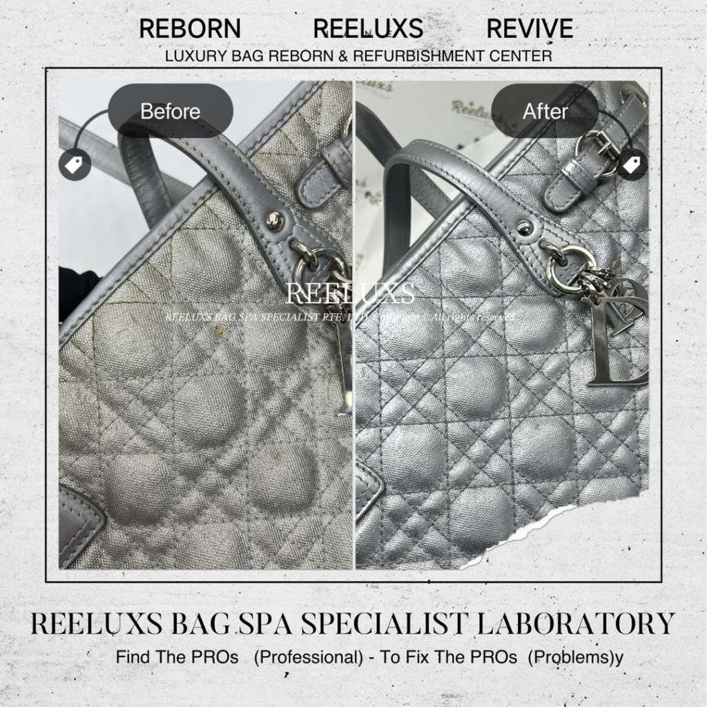 Lady Dior Cannage Quilted Metallic Tote Color Oxidation & Handle Oil Edge… — frame 3