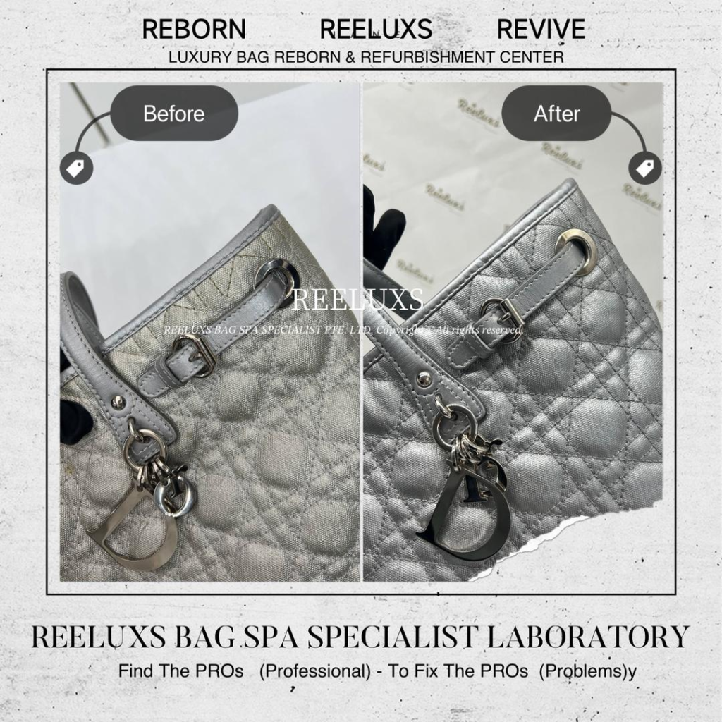 Lady Dior Cannage Quilted Metallic Tote Color Oxidation & Handle Oil Edge… — frame 4